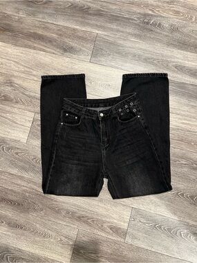 Studded black denim jeans